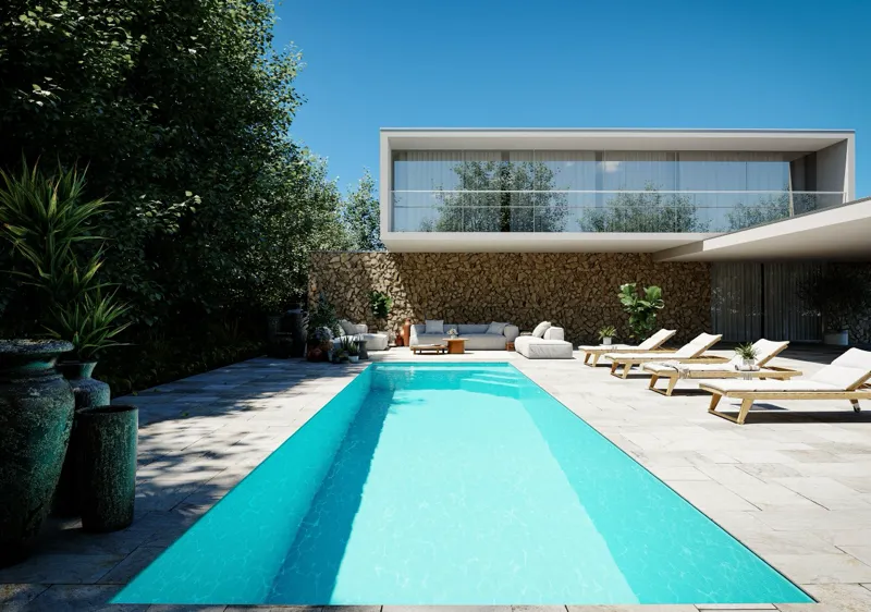 piscine coque PID couloir de nage, couloir de nage premium